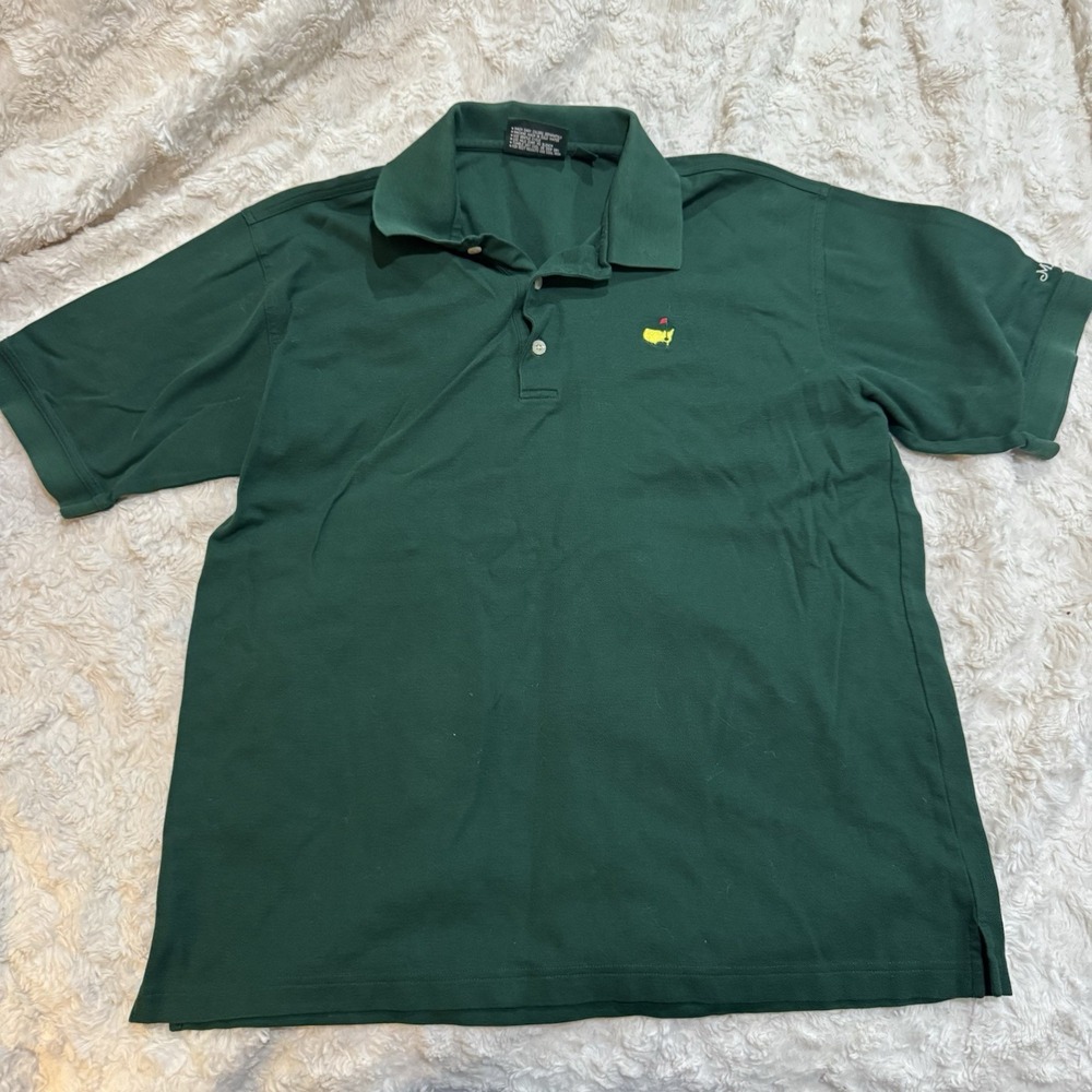 MASTERS Collection Green Mens Polo Shirt 60s Two Ply Mercerized Size Large L‎